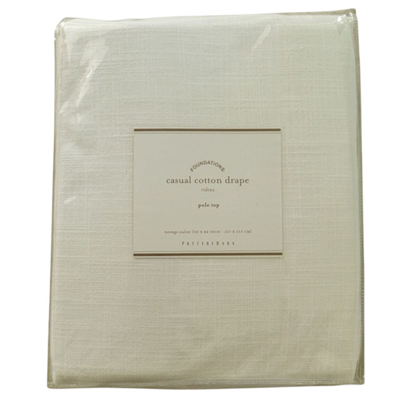 Pottery Barn Foundations Casual Cotton Drape Pole Top 50" x 84" Ivory NEW - Picture 7 of 8